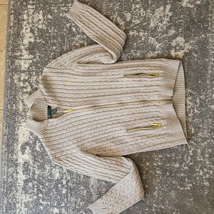 Ralph Lauren cable knit full zip sweater. NWOT size Medium
